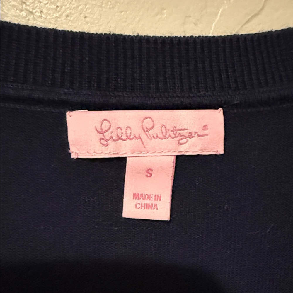 Lilly Pulitzer Navy Sweater with bow Accent Small - Picture 2 of 8